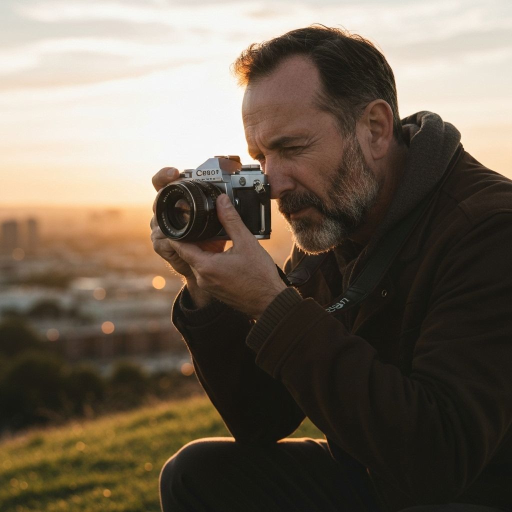 Photographer at sunset